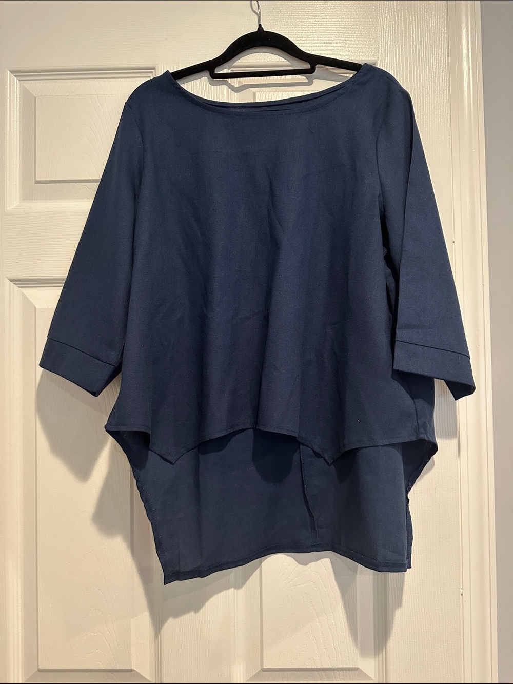 Navy Blue Women's Layered Boatneck Top